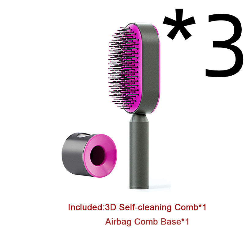 Self Cleaning Hair Brush For Women One-key Cleaning Hair Loss Airbag Massage Scalp Comb Anti-Static Hairbrush - Daily Best Choice