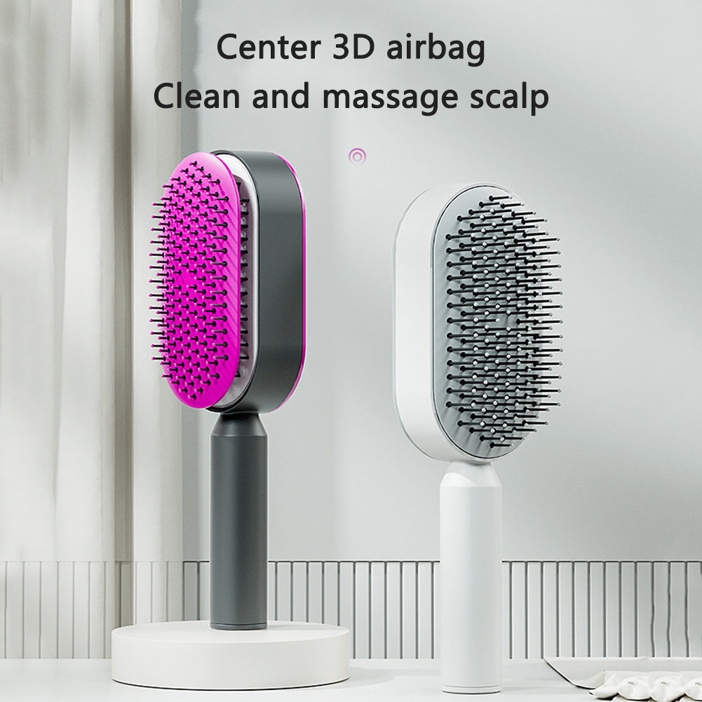 Self Cleaning Hair Brush For Women One-key Cleaning Hair Loss Airbag Massage Scalp Comb Anti-Static Hairbrush - Daily Best Choice