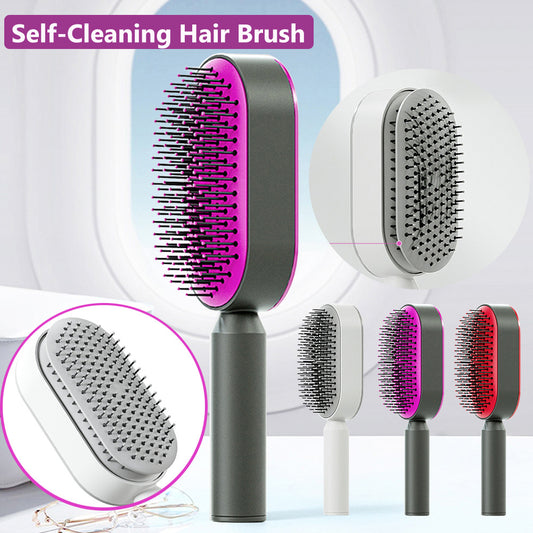 Self Cleaning Hair Brush For Women One-key Cleaning Hair Loss Airbag Massage Scalp Comb Anti-Static Hairbrush - Daily Best Choice